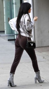 Kylie Jenner ass in velvet pants