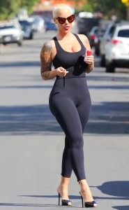Amber Rose on street yoga pants