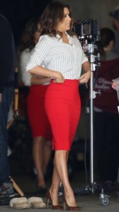 Eva Longoria hot red suit