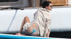 Kendall Jenner tiny blue bikini