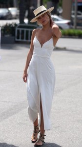 Kimberley Garner sexy white dress