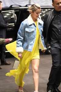 Selena Gomez sexy yellow dress