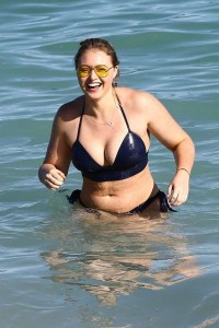 Iskra Lawrence at beach